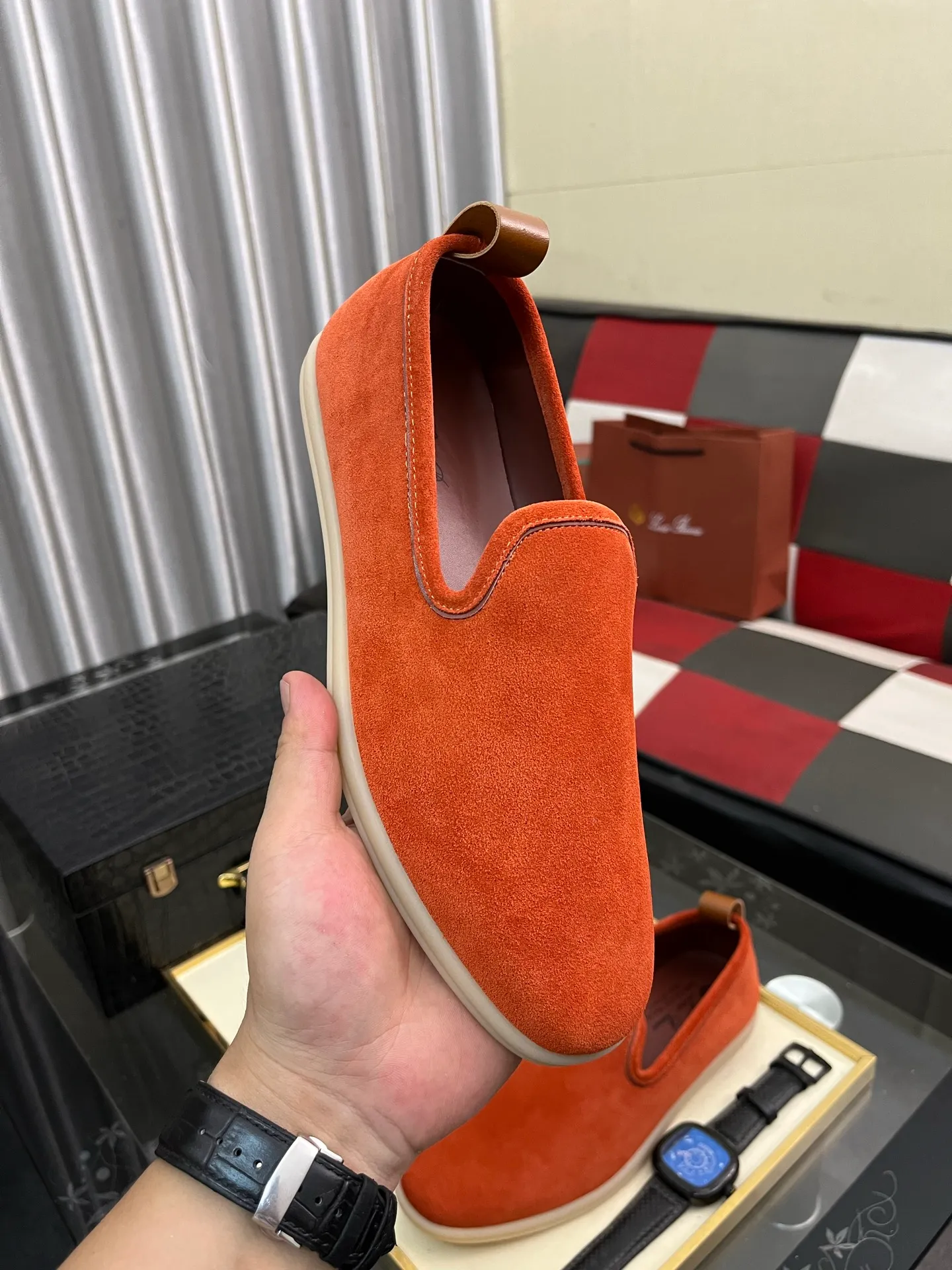 Men's men's shoes 💰420⌚️⌚️Loro*Piana pure original 2023 soft and comfortable LP deerskin flat casual star same style slip-on Loft men's shoes size 38-44